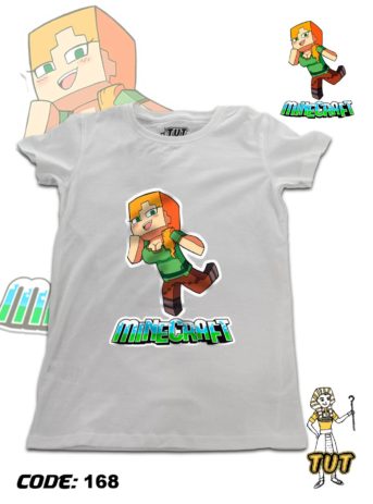 TUT-Round-Cotton-T-Shirt-Short-Sleeve-Kids-Off-White-T2RTK00OW00168-Printed-Minecraft-Alex-Graphic