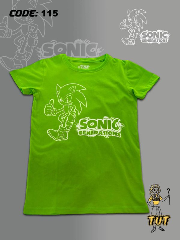 TUT-Round-Cotton-T-Shirt-Short-Sleeve-Kids-Phosphoric-Green-T2RTK00PG00115-Printed-Sonic-Generations-Model