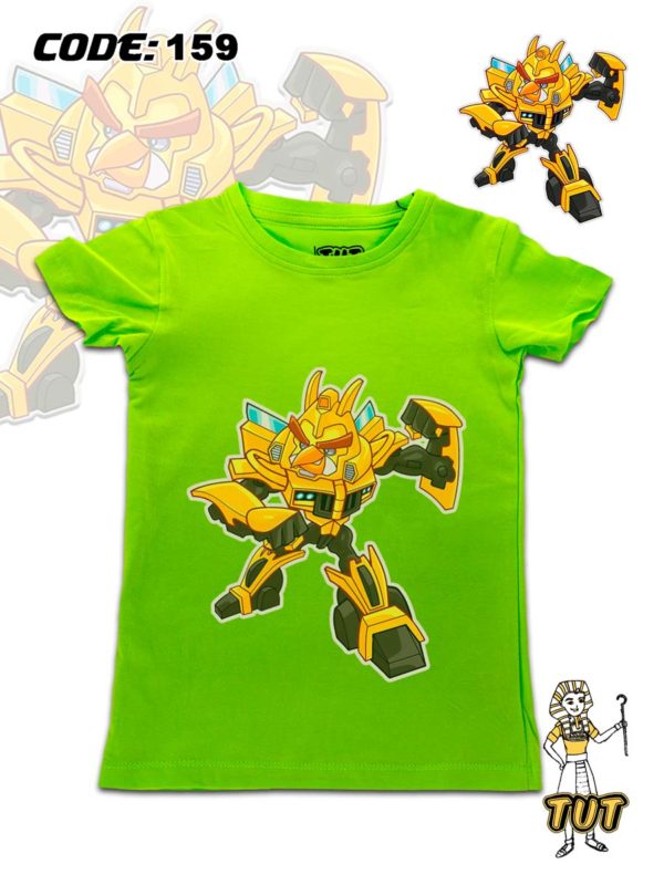 TUT-Round-Cotton-T-Shirt-Short-Sleeve-Kids-Phosphoric-Green-T2RTK00PG00159-Printed-Angry-Birds-Transformers-Bumblebee
