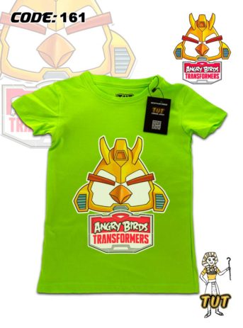 TUT-Round-Cotton-T-Shirt-Short-Sleeve-Kids-Phosphoric-Green-T2RTK00PG00161-Printed-Bumblebee-Angry-Birds-Transformers