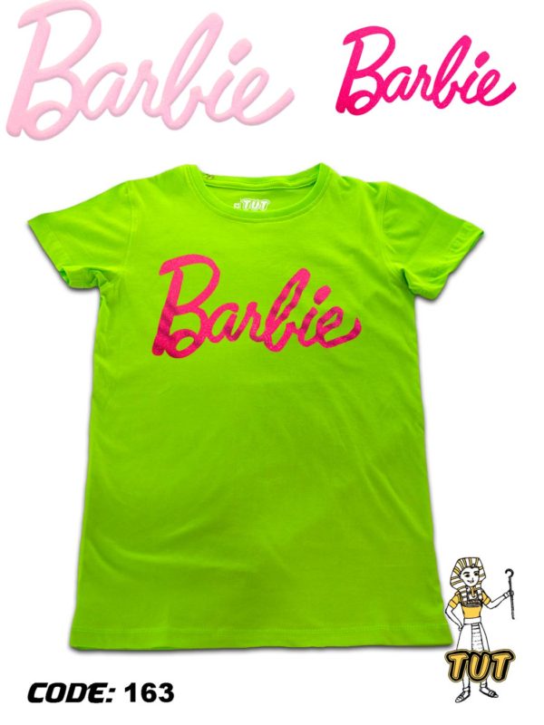 TUT-Round-Cotton-T-Shirt-Short-Sleeve-Kids-Phosphoric-Green-T2RTK00PG00163-Printed-Barbie