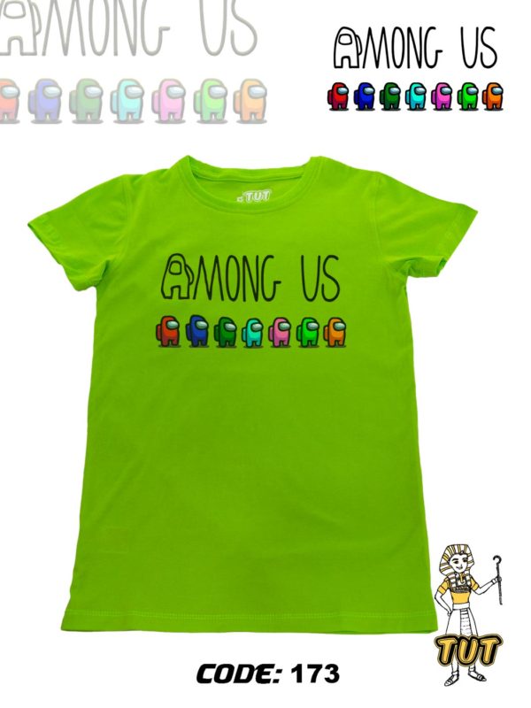 TUT-Round-Cotton-T-Shirt-Short-Sleeve-Kids-Phosphoric-Green-T2RTK00PG00173-Among-US
