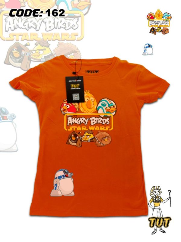 TUT-Round-Cotton-T-Shirt-Short-Sleeve-Kids-Phosphoric-Orange-T2RTK00PO00162-Angry-Birds-Star-Wars