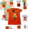 TUT-Round-Cotton-T-Shirt-Short-Sleeve-Kids-Phosphoric-Orange-T2RTK00PO00165-Printed-Minecraft-Alex-Specifications