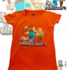 TUT-Round-Cotton-T-Shirt-Short-Sleeve-Kids-Phosphoric-Orange-T2RTK00PO00167-Printed-Minecraft
