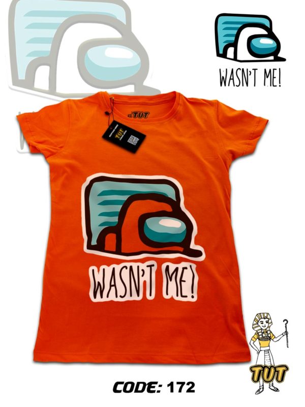 TUT-Round-Cotton-T-Shirt-Short-Sleeve-Kids-Phosphoric-Orange-T2RTK00PO00172-Printed-Among-US-Wasnt-Me