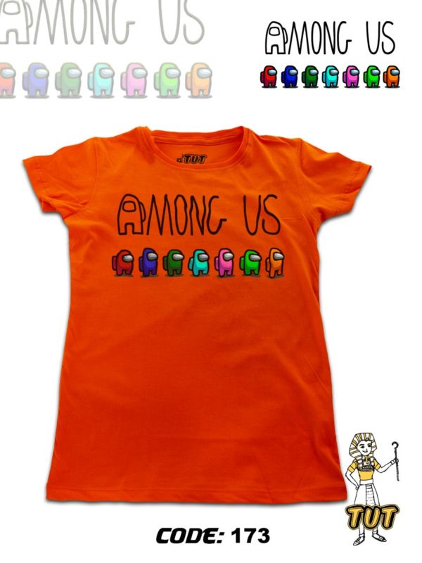 TUT-Round-Cotton-T-Shirt-Short-Sleeve-Kids-Phosphoric-Orange-T2RTK00PO00173-Among-US