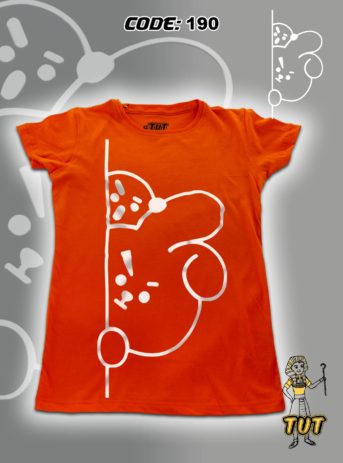 TUT-Round-Cotton-T-Shirt-Short-Sleeve-Kids-Phosphoric-Orange-T2RTK00PO00190-Printed-BT21-Cooky-Shooky