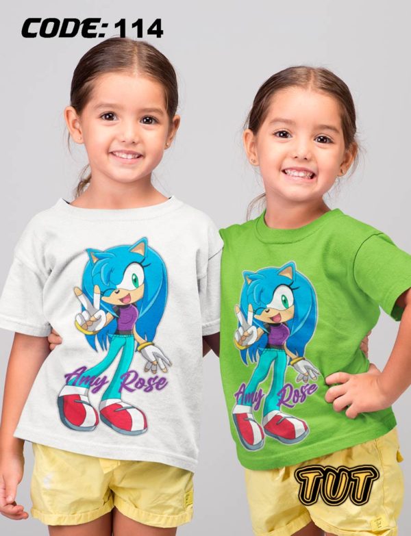TUT-Round-Cotton-T-Shirt-Short-Sleeve-Kids-T2RTK060000114-Sonic-Amy-Rose-Models
