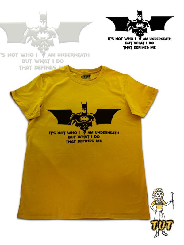 TUT-Slim-Fit-Cotton-Round-T-Shirt-Short-Sleeve-Men-Mustard-Yellow-T2RTM00MY00133-Printed-Batman-What-I-do-that-defines-me