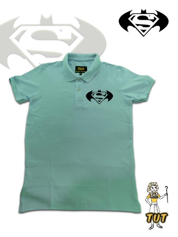 TUT-Slim-Fit-Polo-T-Shirt-Short-Sleeve-Men-Aqua-T2PLM00AQ00132-Printed-Batman-Superman