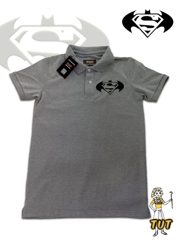 TUT-Slim-Fit-Polo-T-Shirt-Short-Sleeve-Men-Gray-T2PLM00GR00132-Printed-Batman-Superman