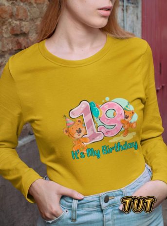 TUT-Slim-Fit-Round-Cotton-T-Shirt-Long-Sleeve-Women-Mustard-Yellow-T2RTW00MY00044-Its-My-Ninteen-Birthday-Model