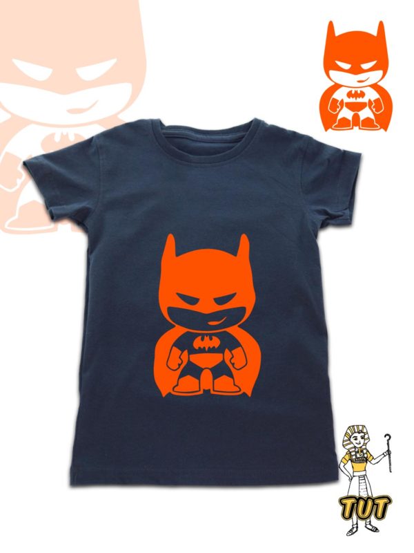 TUT-Slim-Fit-Round-Cotton-T-Shirt-Short-Sleeve-Kids-04-06-08-Blue-Black-T2RTK06BB00130-Front-printed-Batman-Baby