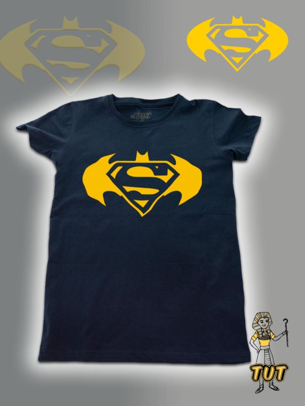 TUT-Slim-Fit-Round-Cotton-T-Shirt-Short-Sleeve-Kids-Blue-Black-T2RTK00BB00132-Printed-Batman-Superman