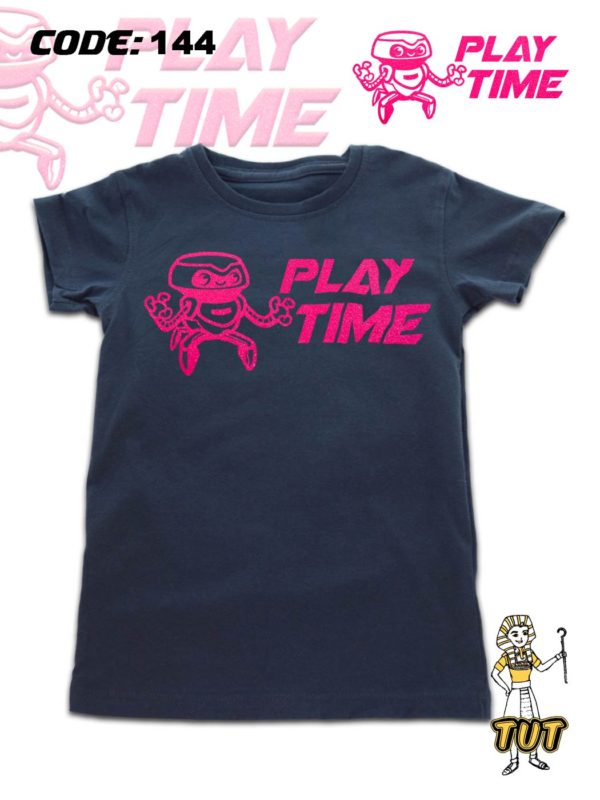 TUT-Slim-Fit-Round-Cotton-T-Shirt-Short-Sleeve-Kids-Blue-Black-T2RTK00BB00144-Printed-Play-Time