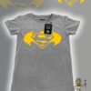 TUT-Slim-Fit-Round-Cotton-T-Shirt-Short-Sleeve-Kids-Gray-T2RTK00GR00132-Printed-Batman-Superman