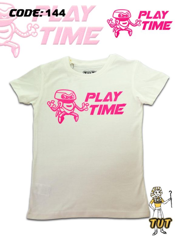 TUT-Slim-Fit-Round-Cotton-T-Shirt-Short-Sleeve-Kids-Off-White-T2RTK00OW00144-Printed-Play-Time