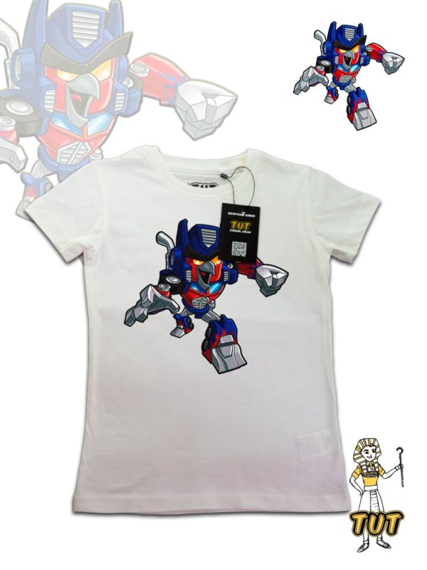 TUT-Slim-Fit-Round-Cotton-T-Shirt-Short-Sleeve-Kids-Off-White-T2RTK00OW00156-Printed-Angy-Birds-Transformers