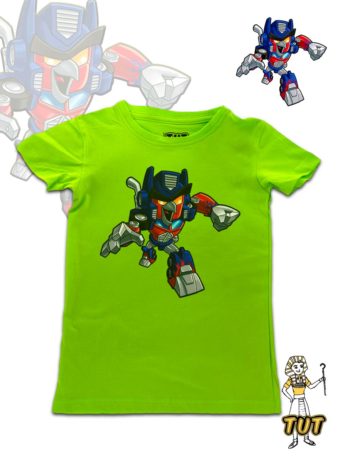 TUT-Slim-Fit-Round-Cotton-T-Shirt-Short-Sleeve-Kids-Phosphoric-Green-T2RTK00PG00156-Printed-Angy-Birds-Transformers