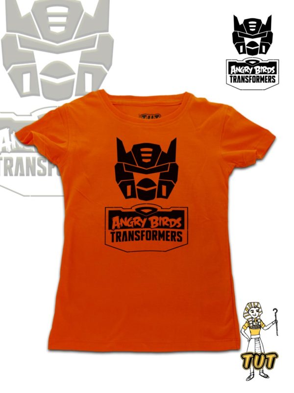 TUT-Slim-Fit-Round-Cotton-T-Shirt-Short-Sleeve-Kids-Phosphoric-Orange-T2RTK00PO00155-Printed-Autobirds-Transformers