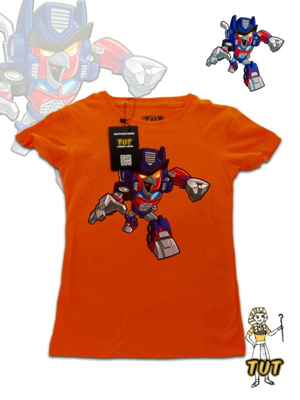 TUT-Slim-Fit-Round-Cotton-T-Shirt-Short-Sleeve-Kids-Phosphoric-Orange-T2RTK00PO00156-Printed-Angy-Birds-Transformers