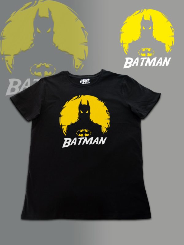 TUT-Slim-Fit-Round-Cotton-T-Shirt-Short-Sleeve-Men-Black-T2RTM00BK00135-Printed-Batman-Art