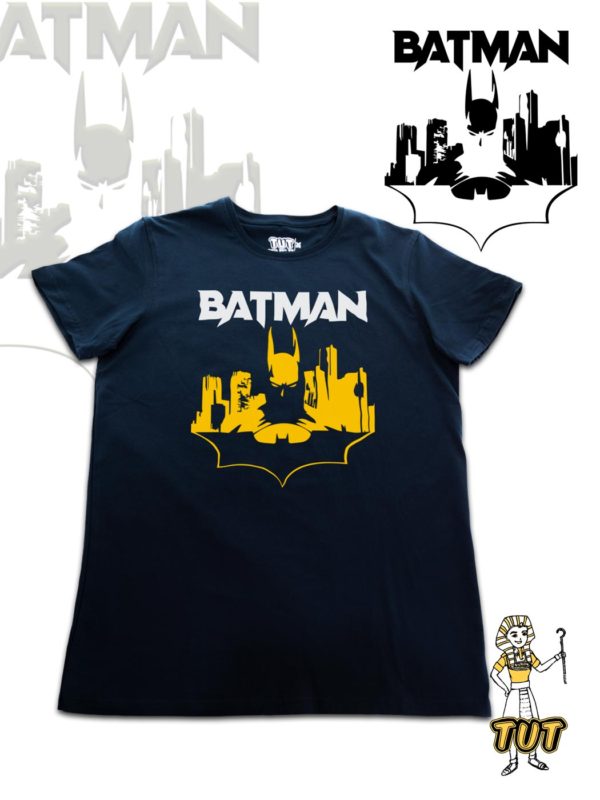 TUT-Slim-Fit-Round-Cotton-T-Shirt-Short-Sleeve-Men-Blue-Black-T2RTM00BB00136-Printed-Batman-Gotham-City