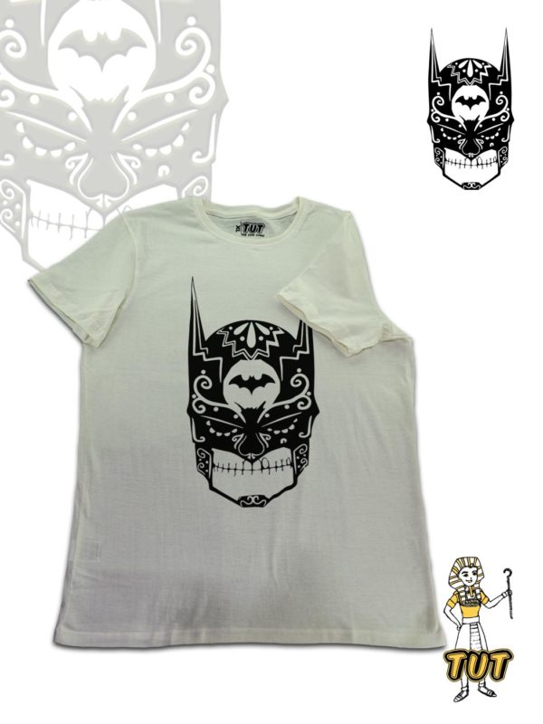 TUT-Slim-Fit-Round-Cotton-T-Shirt-Short-Sleeve-Men-Blue-Off-White-T2RTM00OW00137-Printed-Batman-Skull
