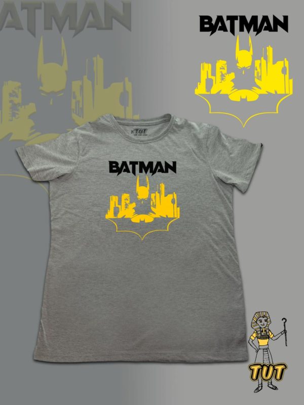 TUT-Slim-Fit-Round-Cotton-T-Shirt-Short-Sleeve-Men-Gray-T2RTM00GR00136-Printed-Batman-Gotham-City