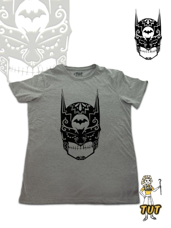 TUT-Slim-Fit-Round-Cotton-T-Shirt-Short-Sleeve-Men-Gray-T2RTM00GR00137-Printed-Batman-Skull