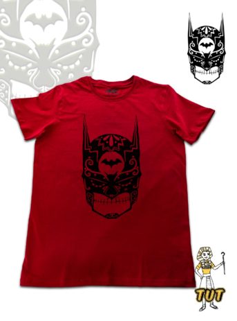 TUT-Slim-Fit-Round-Cotton-T-Shirt-Short-Sleeve-Men-Mustard-Red-T2RTM00RD00137-Printed-Batman-Skull