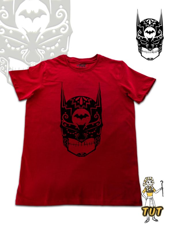 TUT-Slim-Fit-Round-Cotton-T-Shirt-Short-Sleeve-Men-Mustard-Red-T2RTM00RD00137-Printed-Batman-Skull
