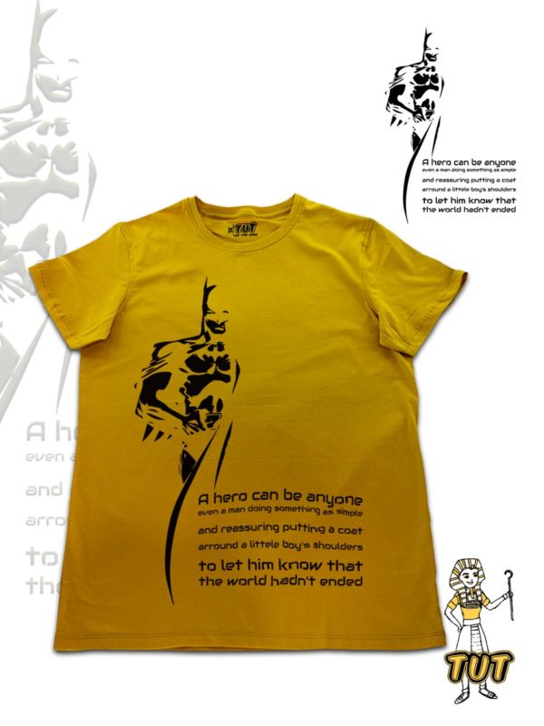 TUT-Slim-Fit-Round-Cotton-T-Shirt-Short-Sleeve-Men-Mustard-Yellow-T2RTM00MY00140-Printed-Batman-A-Hero-Can-Be-Anyone