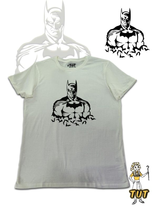 TUT-Slim-Fit-Round-Cotton-T-Shirt-Short-Sleeve-Men-Off-White-T2RTM00OW00128-Front-Printed-Darknight-Batman