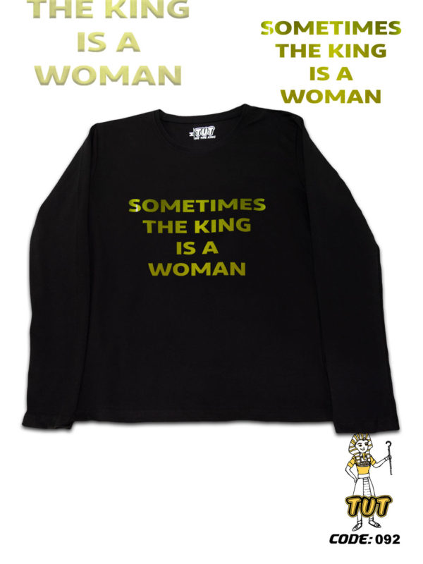TUT-Slim-Fit-Round-T-Shirt-Long-Sleeve-Women-Black-T2RLW00BK00092-Printed-Quotations-The-king-is-Woman