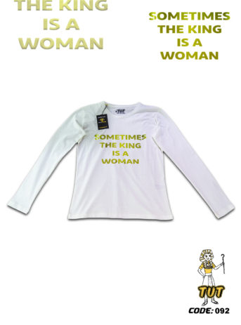 TUT-Slim-Fit-Round-T-Shirt-Long-Sleeve-Women-Off-White-T2RLW00OW00092-Printed-Quotations-The-king-is-Woman