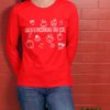 TUT-Slim-Fit-Round-T-Shirt-Long-Sleeve-Women-Red-T2RLW00RD00111-Printed-Quotations-Happiness-Is-Me-Model