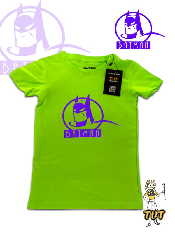 TUT-Slim-Fit-Round-T-Shirt-Short-Sleeve-Kids-04-06-08-Green-T2RTK06PG00129-Front-Printed-Batman