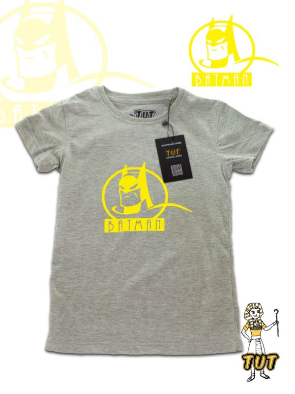 TUT-Slim-Fit-Round-T-Shirt-Short-Sleeve-Kids-Gray-T2RTK06GR00129-Front-Printed-Batman