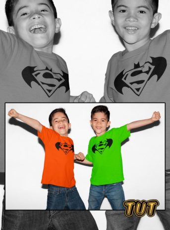 TUT-Slim-Fit-Round-T-Shirt-Short-Sleeve-Kids-T2RTK000000132-Printed-Batman-Superman-Kids-Models