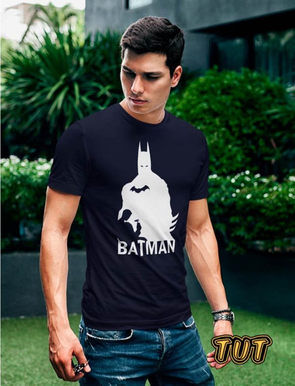TUT-Slim-Fit-Round-T-Shirt-Short-Sleeve-Men-Blue-Black-T2RTM00BB00134-Printed-Batman-Justice-League-Model