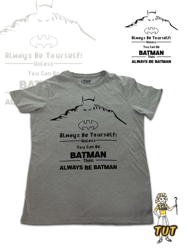 TUT-Slim-Fit-Round-T-Shirt-Short-Sleeve-Men-Gray-T2RTM00GR00131-Printed-Always-Be-Batman