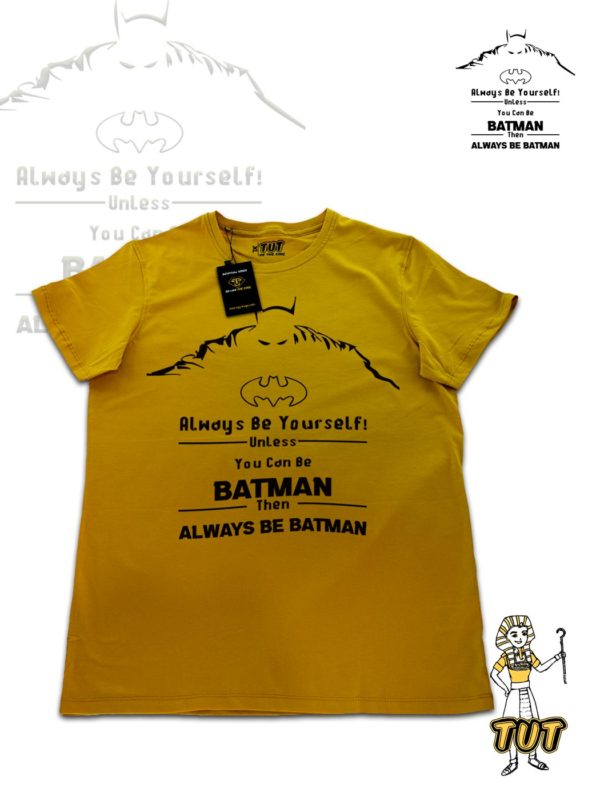 TUT-Slim-Fit-Round-T-Shirt-Short-Sleeve-Men-Mustard-Yellow-T2RTM00MY00131-Printed-Always-Be-Batman