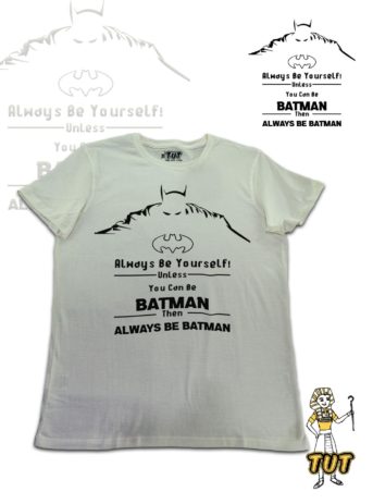 TUT-Slim-Fit-Round-T-Shirt-Short-Sleeve-Men-Off-White-T2RTM00OW00131-Front-Printed-Always-Be-Batman