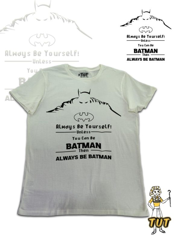 TUT-Slim-Fit-Round-T-Shirt-Short-Sleeve-Men-Off-White-T2RTM00OW00131-Front-Printed-Always-Be-Batman