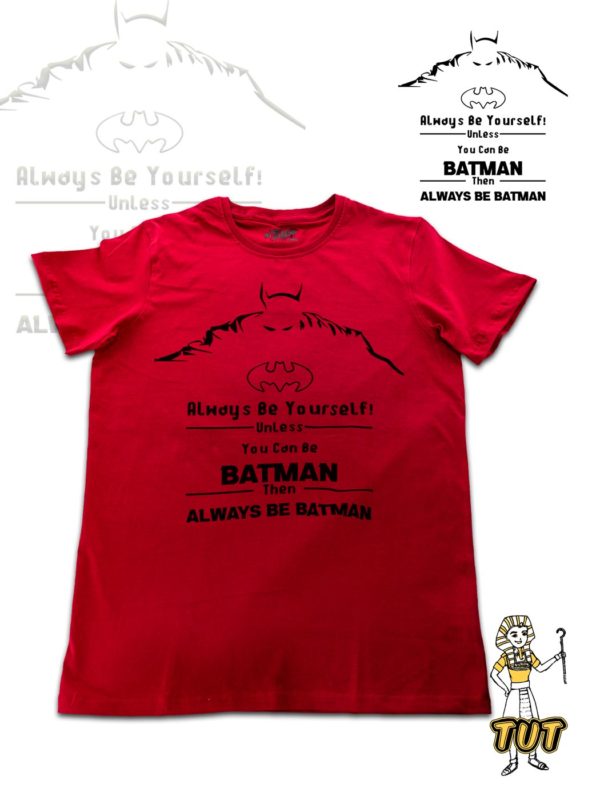 TUT-Slim-Fit-Round-T-Shirt-Short-Sleeve-Men-Red-T2RTM00RD00131-Printed-Always-Be-Batman