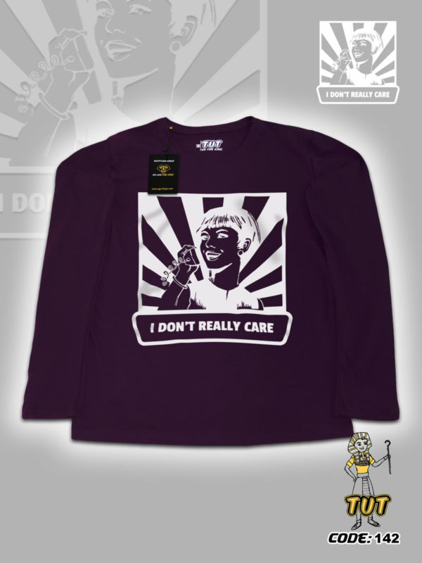 TUT-Slim-Fit-Round-Cotton-T-Shirt-Long-Sleeve-Women-Daek-purple-T2RLW00DP00142-Printed-I-Dont-Really-Care