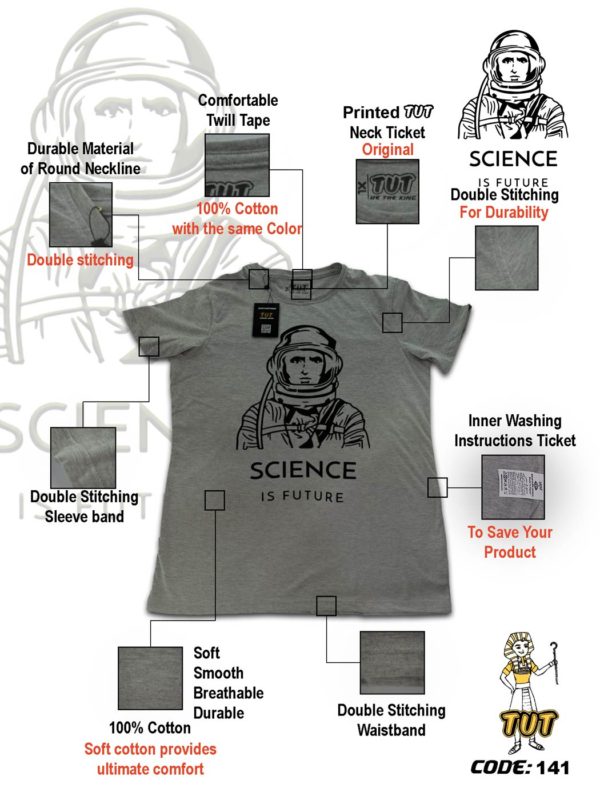 TUT-Slim-Fit-Round-Cotton-T-Shirt-Short-Sleeve-Men-Gray-T2RTM00GR00141-Printed-Balck-Space-Science-is-future-specs
