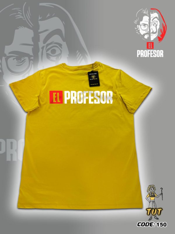 TUT-Slim-Fit-Round-Cotton-T-Shirt-Short-Sleeve-Men-Mustard-Yellow-T2RTM00MY00150-Back-Printed-White-Red-Series-El-Profesor